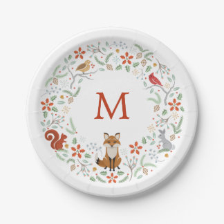 Monogramm-WaldKranz-Pappteller Pappteller