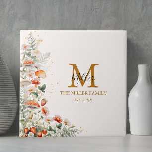 Monogramm Waldpilze Blumen Floral botanisch Fliese