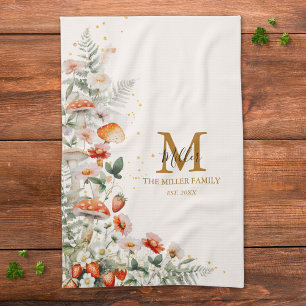 Monogramm Waldpilze Blumen Floral botanisch Geschirrtuch