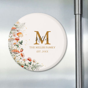 Monogramm Waldpilze Blumen Floral botanisch Magnet