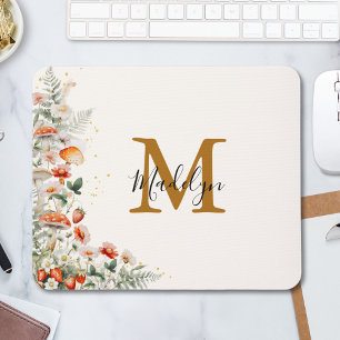 Monogramm Waldpilze Blumen Floral botanisch Mousepad