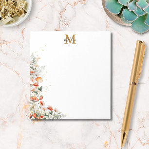 Monogramm Waldpilze Blumen Floral botanisch Notizblock