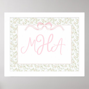 Monogramm-Wandkunst, Monogramm des Kinderzimmers Poster