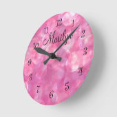 Monogramm Wandleuchten mit rosa Girls Room Runde Wanduhr (Winkel)
