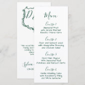 Monogramm Wappen Forest Green Wedding Menü Menükarte (Vorne/Hinten)