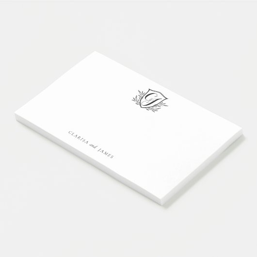 Monogramm-Wappen für benutzerdefinierte Couple Sta Post-it Klebezettel (angewinkelt)