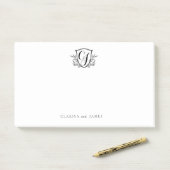 Monogramm-Wappen für benutzerdefinierte Couple Sta Post-it Klebezettel (Auf Schreibtisch)