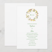 Monogramm Wappen Gelbgrün Boho Hochzeit Einladung (Vorne/Hinten)