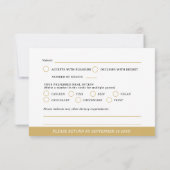 Monogramm Wappen Herz Blattgold weiß RSVP Karte (Rückseite)