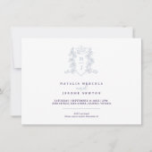 Monogramm Wappen Herz Kronsilber lila Einladung (Vorderseite)