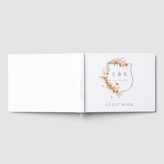Monogramm-Wappen-Hochzeit im Herbst Gästebuch (Voll)