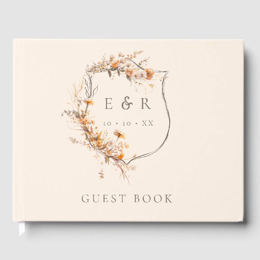 Monogramm-Wappen-Hochzeit im Herbst Gästebuch (Vorderseite)