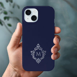 Monogramm-Wappen Marineblau Elegantes Vintage-Init Case-Mate iPhone Hülle