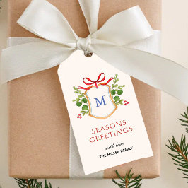 Monogramm Wappen mit Grün Feiertage Geschenkanhänger