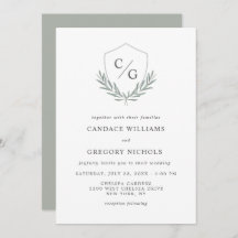 Monogramm Wappen mit Olive Branches Hochzeit