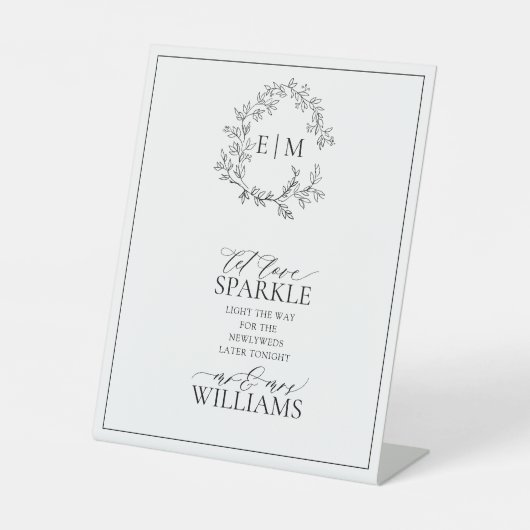 Monogramm Wappen mit weißer schwarzer Blattfarbe, Sockelschild (Vorderseite)