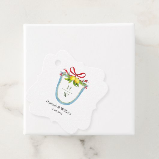 Monogramm-Wappen mit Zitronen und Bugs-Gastgeschen Geschenkanhänger (Beispiel)