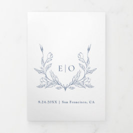 Monogramm-Wappen | Modernes Minimalistisches Hochz Dreifach Gefaltete Einladung