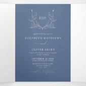 Monogramm-Wappen | Modernes Minimalistisches Hochz Dreifach Gefaltete Einladung (Innenseite Mitte)