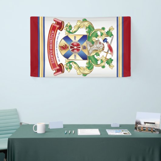 Monogramm Wappen Silberschild-Drache Banner (Messeveranstaltung)