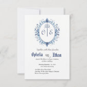 Monogramm Wappen Vintage Einladung (Vorderseite)