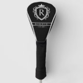 Monogramm Wappenschild Krone Schwarz Golf Headcover (Vorderseite)