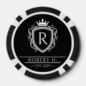 Monogramm Wappenschild Krone Schwarz Pokerchips (Rückseite)