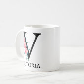 Monogramm Wasserfarbe Benutzerdefinierter Einzelbu Kaffeetasse (Vorderseite Links)