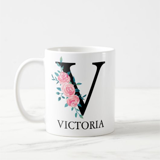 Monogramm Wasserfarbe Benutzerdefinierter Einzelbu Kaffeetasse (Links)