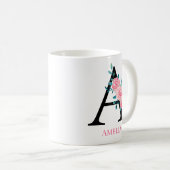 Monogramm Wasserfarbe Benutzerdefinierter Einzelbu Kaffeetasse (VorderseiteRechts)