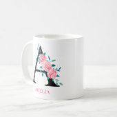 Monogramm Wasserfarbe Benutzerdefinierter Einzelbu Kaffeetasse (Vorderseite Links)