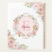 Monogramm-Wasserfarbe-Blush-Rosen-Blumen Floral Planer (Rückseite)