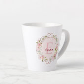 Monogramm-Wasserfarbe-Blush-Rosenblüten-Blumen Milchtasse (Rechte Ecke)