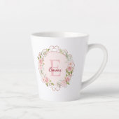 Monogramm-Wasserfarbe-Blush-Rosenblüten-Blumen Milchtasse (Rechts)
