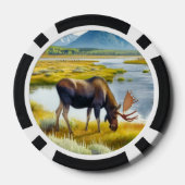 Monogramm-Wasserfarbe-Elch-Pokerchip Pokerchips (Rückseite)