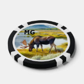 Monogramm-Wasserfarbe-Elch-Pokerchip Pokerchips (Einzeln)