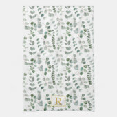 Monogramm-Wasserfarbe-Eukalyptus-Blumenmuster Geschirrtuch (Vertikal)