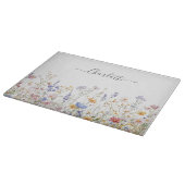 Monogramm Wasserfarbe Farbige Hübsche Wildblume Schneidebrett (Ecke)