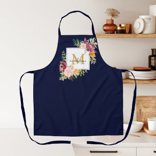 Monogramm Wasserfarbe Farbige Rosen Blume Floral Schürze
