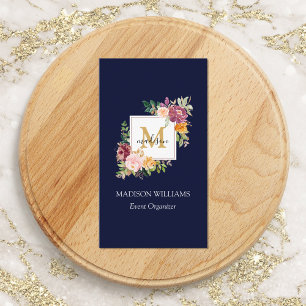 Monogramm Wasserfarbe Farbige Rosen Blume Floral Visitenkarte