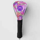 Monogramm-Wasserfarbe FLORAL Golf Headcover (Vorderseite)