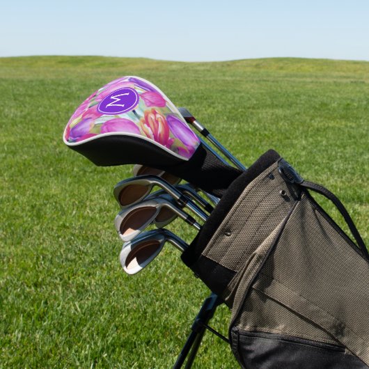 Monogramm-Wasserfarbe FLORAL Golf Headcover (In SItu)