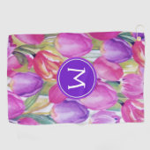 Monogramm-Wasserfarbe FLORAL Golfhandtuch (Horizontal)