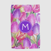 Monogramm-Wasserfarbe FLORAL Golfhandtuch (Vorderseite)