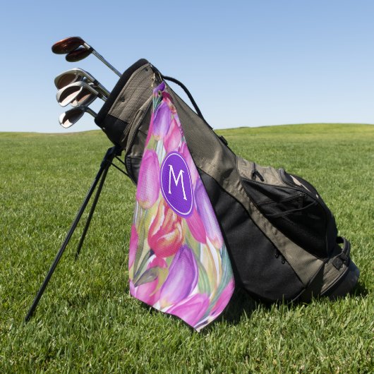 Monogramm-Wasserfarbe FLORAL Golfhandtuch (Gras)