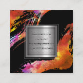 Monogramm Wasserfarbe gebürstet | Metallbanner Quadratische Visitenkarte (Rückseite)