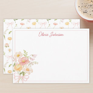 Monogramm-Wasserfarbe Hübscher Blumenstrauß Floral Mitteilungskarte