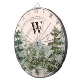Monogramm-Wasserfarbe Kiefernwald & Berg Rustikal Dartscheibe (Vorderseite rechts)