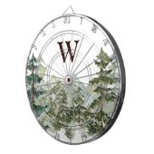 Monogramm-Wasserfarbe Kiefernwald & Berg Rustikal Dartscheibe (Vorderseite rechts)