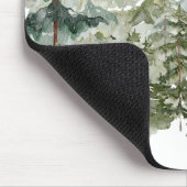 Monogramm-Wasserfarbe Kiefernwald & Berg Rustikal Mousepad (Ecke)